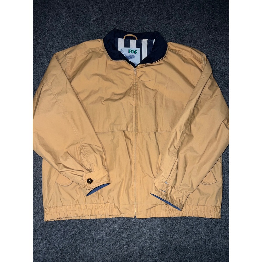 London Fog FOG Mens Tan Khaki Zip Up Windbreaker Jacket Size Large Regular